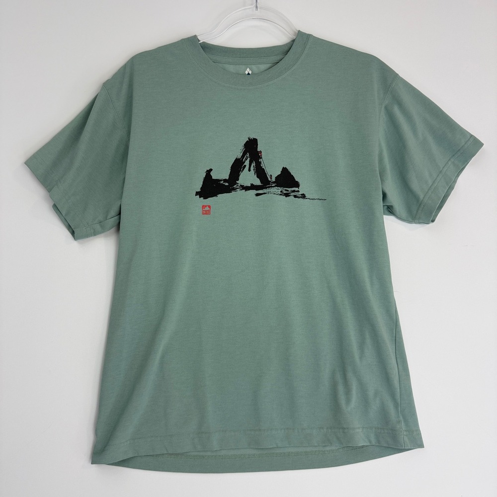 Montbell Wickron Graphic T-Shirt Mens Small Sage Green Mountain Climbing 2304561